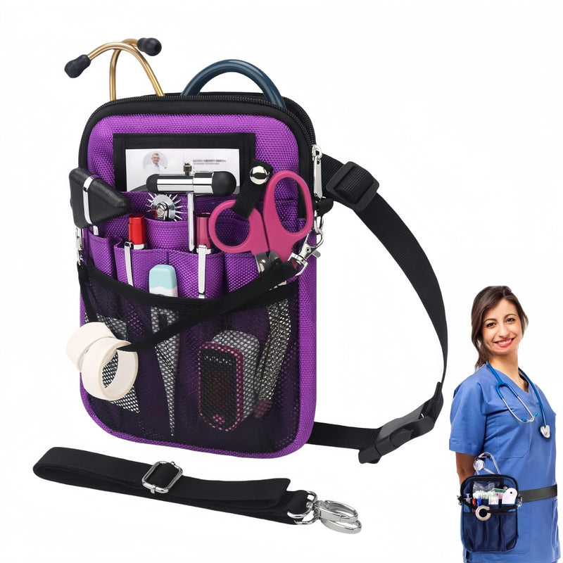 [Australia - AusPower] - Nurse Waist Bag,Medical Waist Bag Medical Gear Pockets Storage for Stethoscopes,Nurses Utility Belt Organizer Bag，Bandage Scissors and Other Medical Supplies（Purple） Purple 