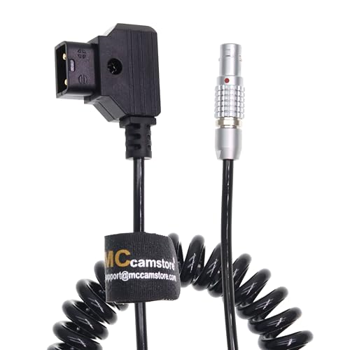 2 Pin Male to D-tap Coiled Power Cable Compatible with Anton Bauer Teradek Bond Pyxis Z Cam ARRI RED Komodo DJI-Ronin TILTA Paralinx Preston Transvideo Offhollywood Switronix Straight 2 pin, coiled cable