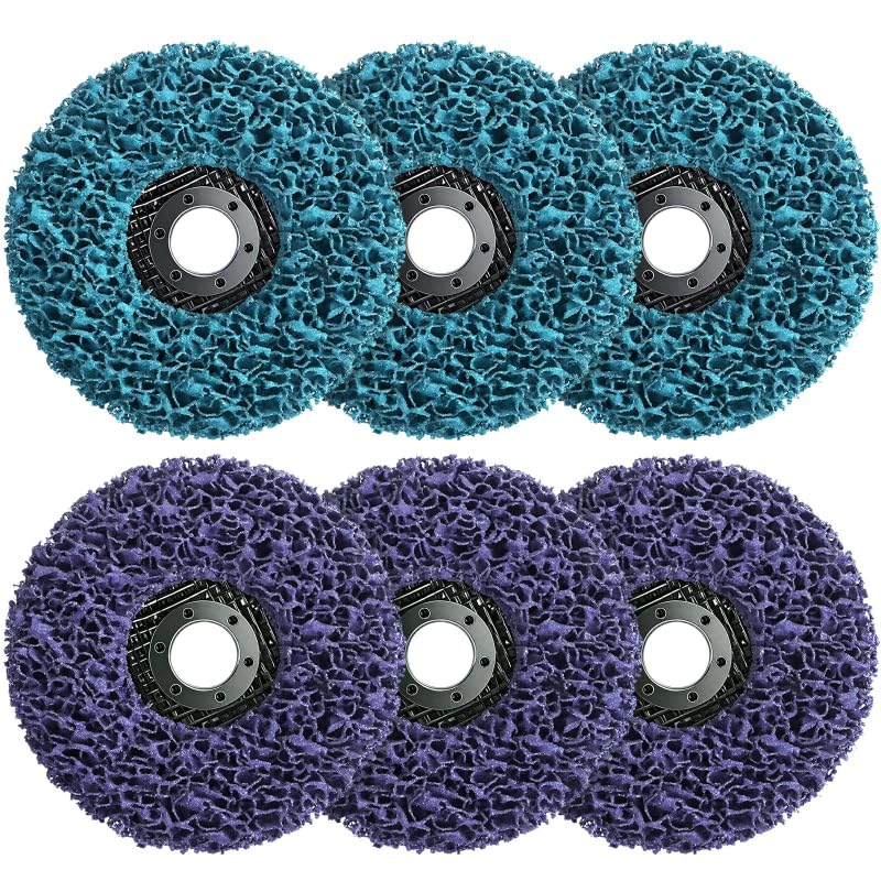 CSD Disc, 125 mm, 6 Pieces Sanding Discs for Angle Grinder, Cleaning Disc Set, Coarse Cleaning Disc, Rust Remover, Flex Discs for Removing Rust, Color of Metal (3 x High, 3 x Medium) 1