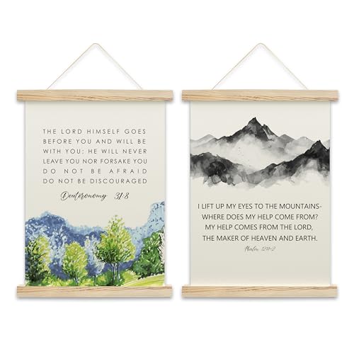 Minimalist Christian Wall Art Decor, Religious Gifts for Women, Man, Religious Home Church Decor, Bible Verse Psalm 121:2 Canvas Hanging Banner, Christian Home Decor -B19