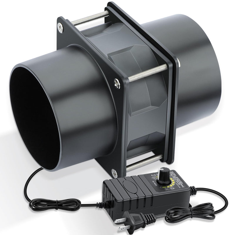 Wathai 80mm Small 12V DC Axial Exhaust Fan with AC Adapter, 3 Inch Duct Fan for Fume Extractor, Soldering Smoke, 3D Printer Enclosure, Laser Engraver Dual Ball High Airflow 80x38mm 2 duct