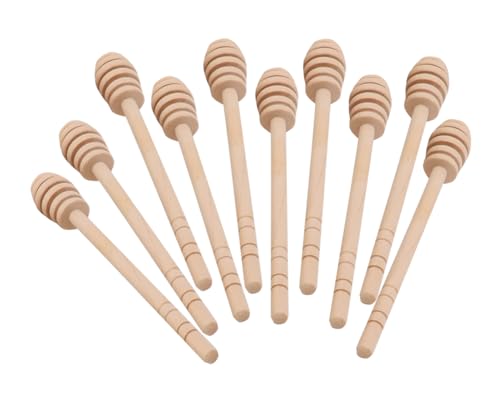 100pcs 6 inch Wooden Honey Mixing Stirrer Dipper Stick Collecting Dispensing Drizzling Honey Spoon Dipper Jam Portable Wedding Party Gift (100, 6Inch) 100