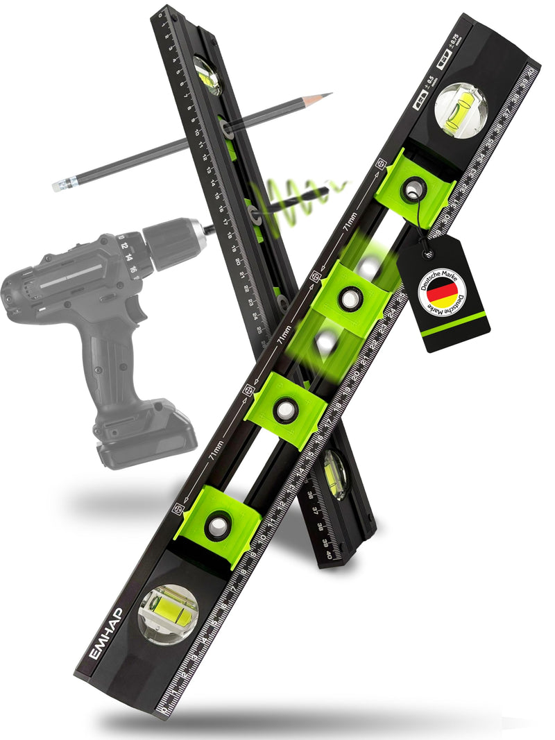 Spirit Level with Drilling Template for Sockets - Diameter 8 mm Bore - Electrician Spirit Level 2.0 as Precise Drilling Aid & Socket Template - Ideal for Socket Drills Ø8 mm Bore