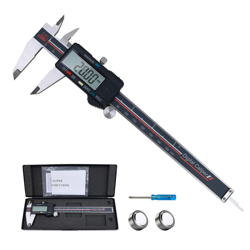 [Australia - AusPower] - SHAN Calipers Measuring Tool,Big LCD Digital Caliper, Inch Metric Fraction Conversion,0-6" Calipers Measuring Tool - with Large LCD Screen, Digital Caliper Tool for DIY/Household 