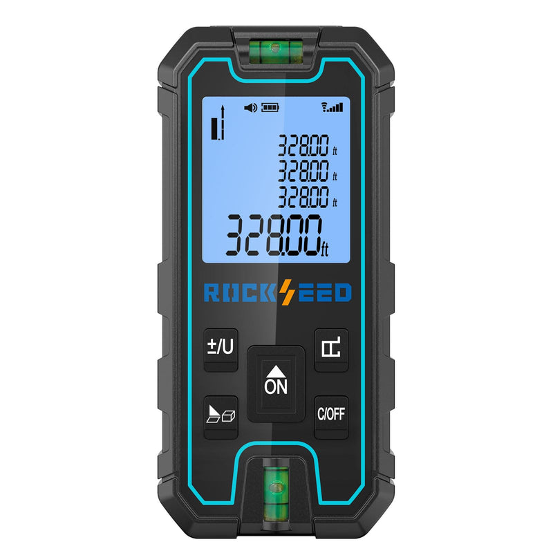 Laser Measuring Tool 165 Feet, RockSeed Portable Laser Measure, Digital Distance Measurement with 2 Bubble Levels, Laser Tape Measure with 5 Units Conversion Red Laser 328ft