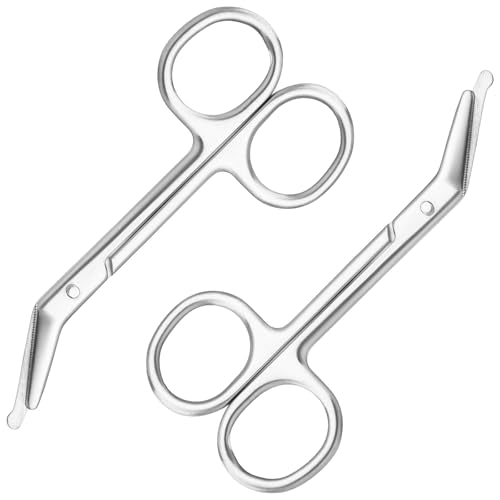Set of 2 Premium Surgical Scissors Colostomy Urothrostomy Silver | Made of stainless steel, stoma care, suitable for doctors, veterinarians, nursing home