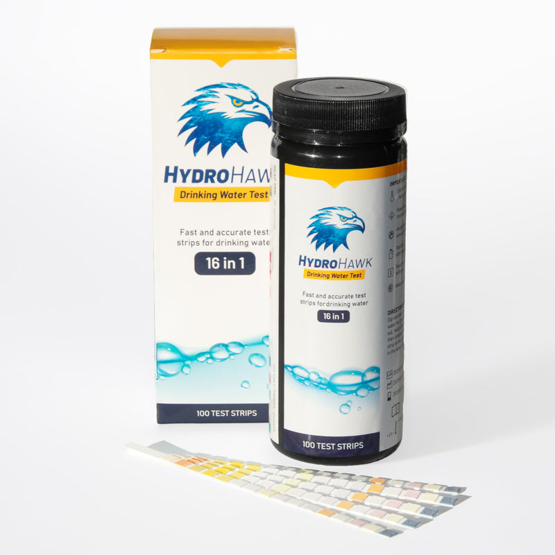 [Australia - AusPower] - 16-in-1 Drinking Water Test Strips (100 Pack) – Easy Home Water Testing Kit for Tap, Spring, Well & RV Water, Tests for Hardness, Chlorine, pH, Metals, Nitrates, Iron & More 