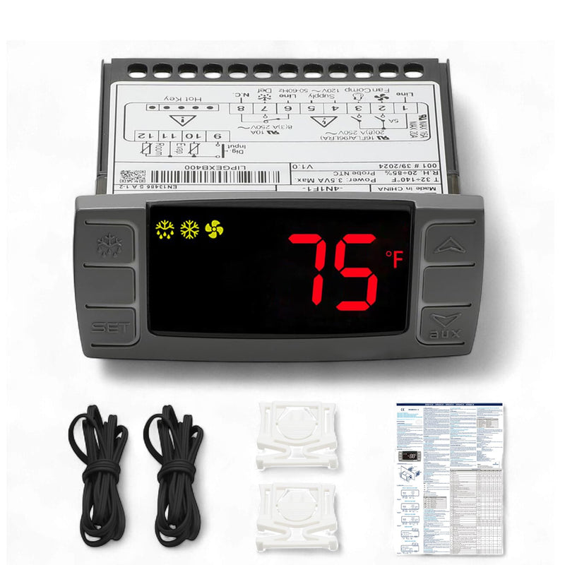 [Australia - AusPower] - for Dixell XR02CX-4N1F1 Temperature Controller Digital Thermostat Controller with Temperature Sensing Probe 120V 50-60Hz for Refrigerators, Freezers, Heating Appliances 