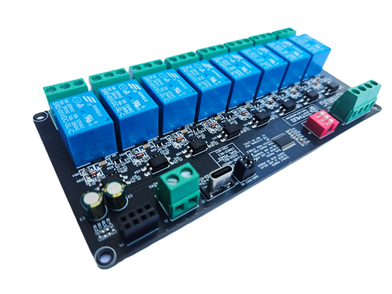 [Australia - AusPower] - 8-Channel I2C IIC Relay Board XL9535, USB-C, Dual Power 3.3V/5V, SPDT 10A EMR, DIN-Rail Ready, Multi-Board I2C Expansion Expandable, Compatible with Arduino ESP32 Raspberry Pi ESPHome & Home Assistant 8 CH EMR Type C 