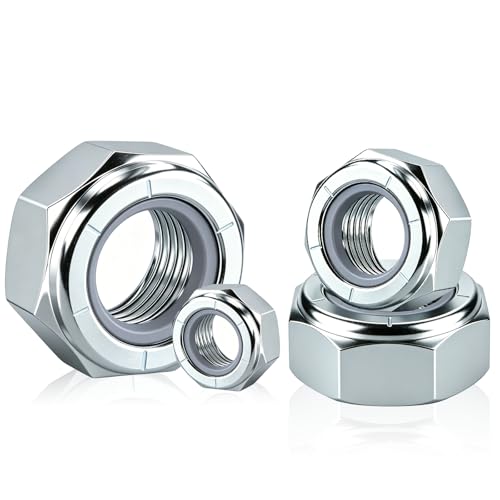 HOTUFELG 316 stainless steel nylon insert lock nuts assortment kit, 4 sizes, 50 pieces