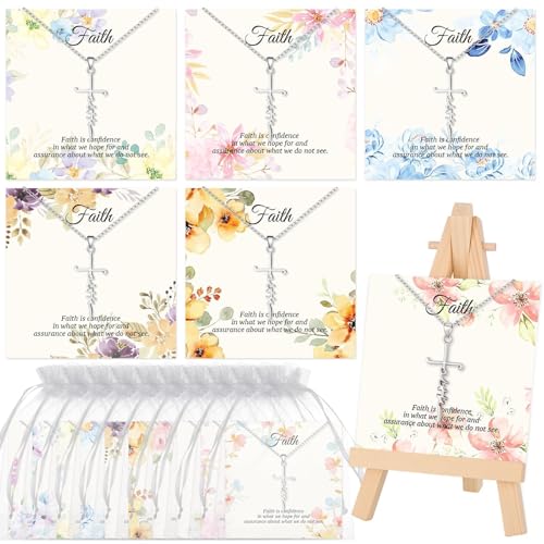 20 Sets Christian Gifts for Women Faith Cross Necklace Bulk