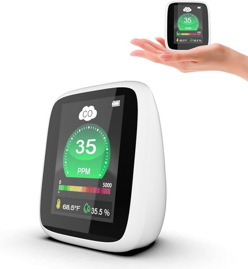 [Australia - AusPower] - Portable Carbon Monoxide Detectors for Travel,4-in-1 Indoor Air Quality Monitor, CO Detector Monitor Alarm with LCD Display Sound 120dB Warning, Carbon Monoxide with Temperature & Humidity for Home 