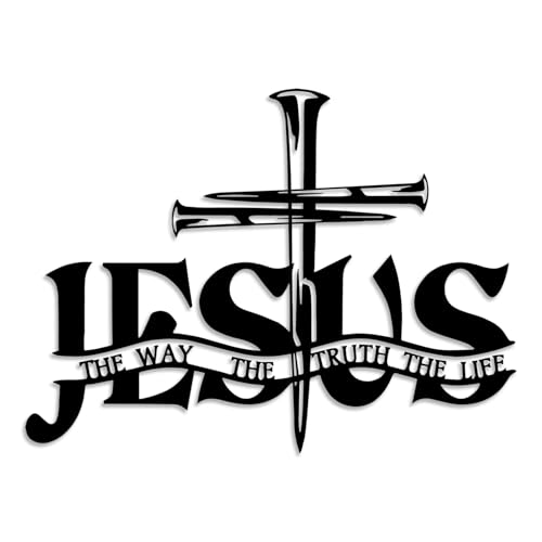 Cross Jesus Truth Metal Wall Decor - Religious Spiritual Faith Room Decor Black Wall Art Home Decor for Living Room, Bathroom, Bedroom, Dining Room, Church (Black)