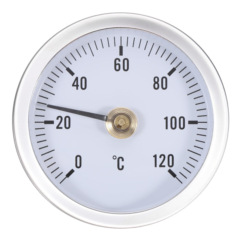 [Australia - AusPower] - MECCANIXITY Bimetal Thermometer with Springs & 2.5in Dial, 0-120°C Temperature Range, Pipe Thermometer with Shatterproof Glass Lens - Industrial Grade 