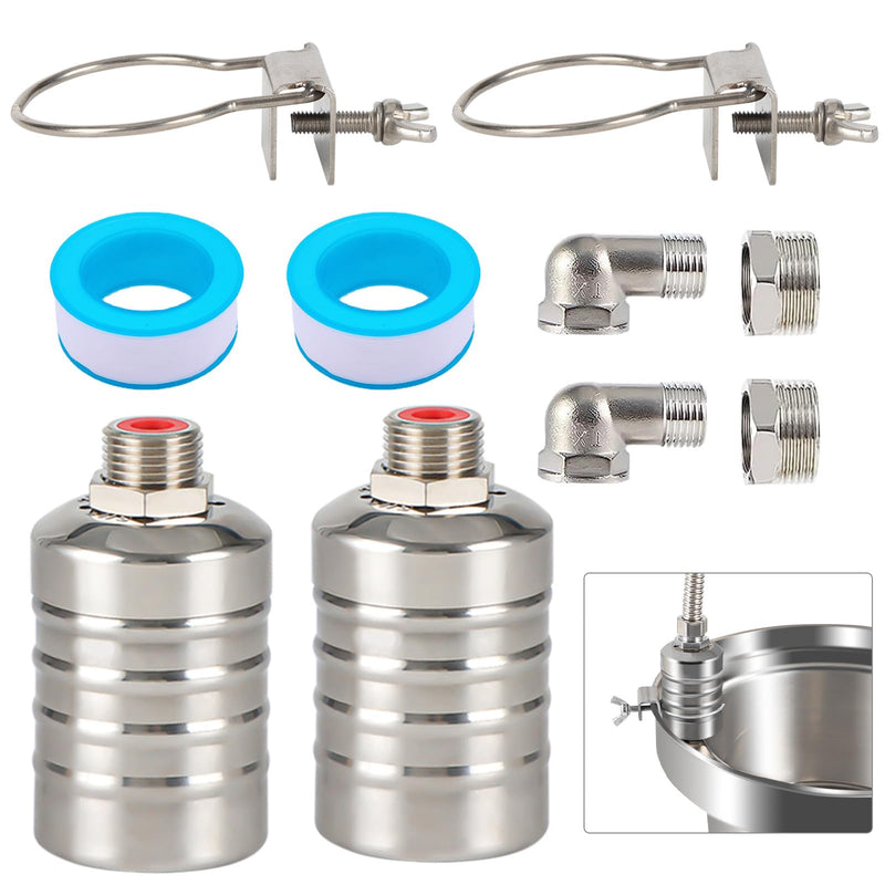 [Australia - AusPower] - 2-Pack Internal Float Valves, Automatic Water Level Control Valve for Water Tanks, Pools, Livestock & Aquariums – 1/2" to 3/4" Inlet, Food-Grade Nylon & Stainless Steel D-1/2" to 3/4'' 