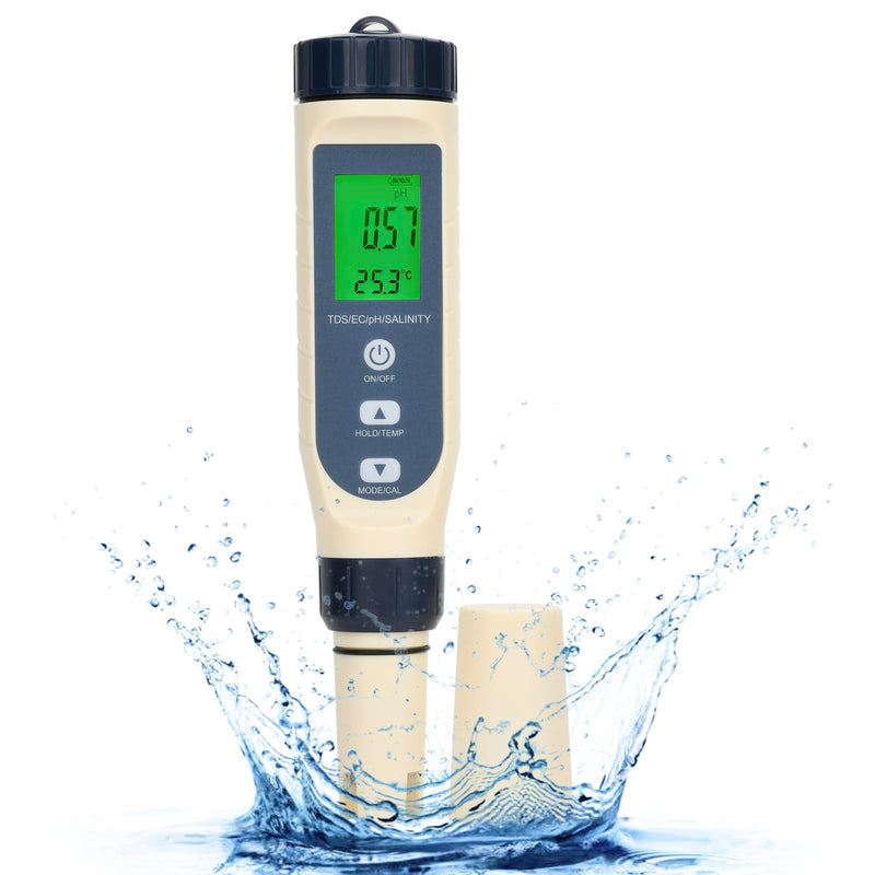[Australia - AusPower] - diymore Aquarium PH Meter for Water Pool Salt Tester,Digital Salinity Meter Tester and PH Tester for Pool Saltwater Water,5 in 1PH,EC,TDS,PPM,Temperature,Easy to Read,for Drinking Water,Wine,Food 