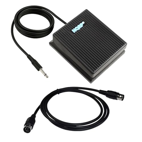 HQRP Footswitch Damper Sustain Pedal 1/4" Jack + HQRP 5-Pin DIN MIDI Cable