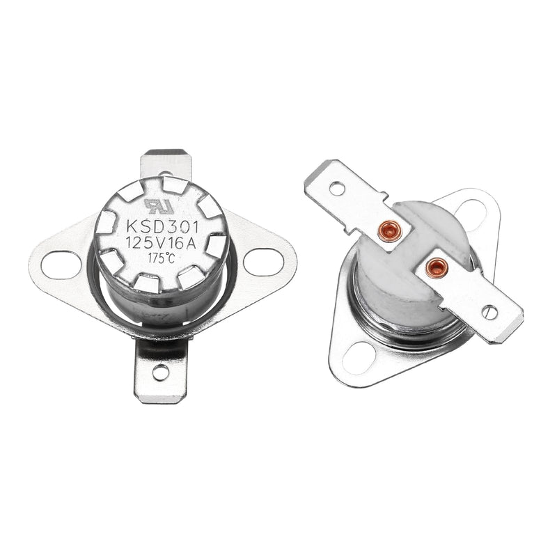 [Australia - AusPower] - uxcell 2 Pcs KSD301 Thermostat 175°C/347°F 16A Normally Closed N.C Adjust Snap Disc Temperature Switch for Microwaves,Oven,Coffee Maker,Ceramic Material 