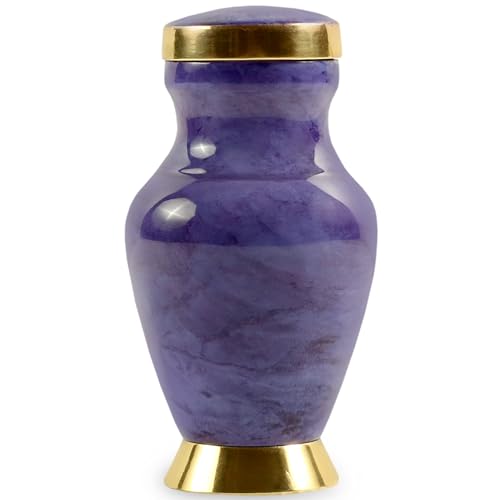 Small Keepsake Cremation Urn for Ashes | Keep Your Loved Ones Memory Close | Elegant Everlasting Tribute | Mini Personal Memorial for Remains, Dried Flowers, Sacred Earth | Threaded Lid | 3 Cubic Inch Purple