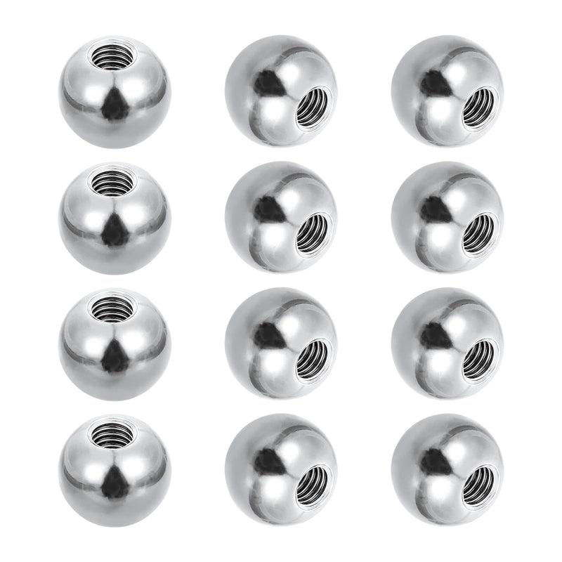 [Australia - AusPower] - PATIKIL 12pcs M6 x 15mm Ball Nuts Knob, 304 Stainless Steel Round Solid Silver Light Fixture Decorative Screw Cap Cover Machinery Hardware M6x15mm 12 