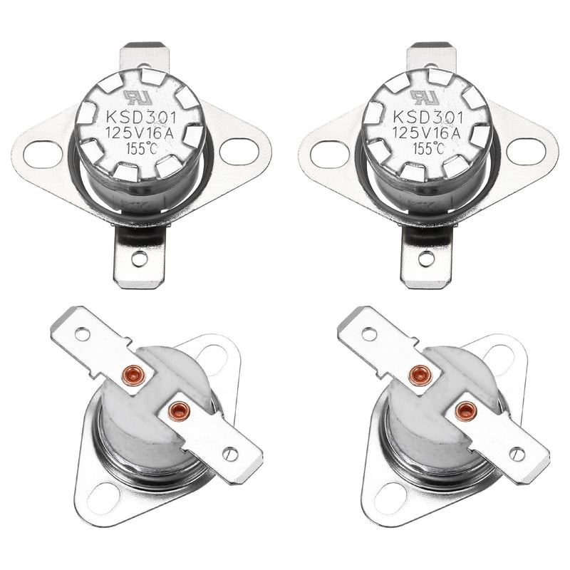 [Australia - AusPower] - uxcell 4 Pcs KSD301 Thermostat 155°C/311°F 16A Normally Closed N.C Adjust Snap Disc Temperature Switch for Microwaves,Oven,Coffee Maker,Ceramic Material 