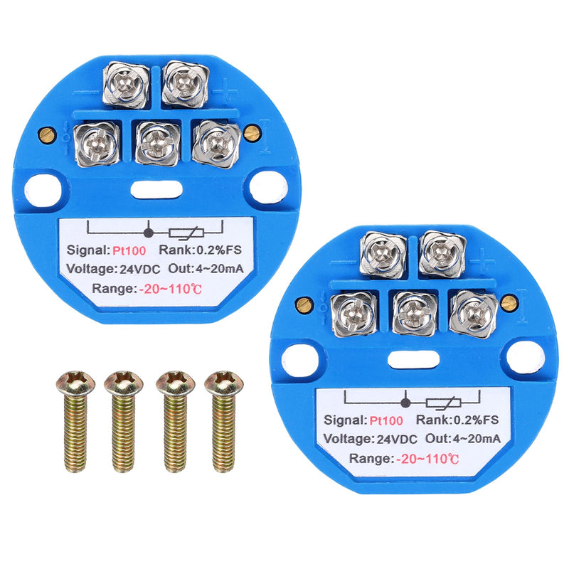 [Australia - AusPower] - MECCANIXITY 2pcs -20-110C RTD PT100 Temperature Sensor Transmitter Module 4-20MA DC24V Temperature Amplifier for Thermocouple, PLC Modules -20 to 110C 