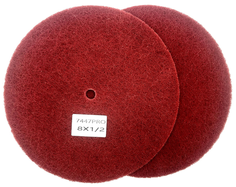 4 Pack 8” x 1/2” Very Fine 7447 PRO Non-Woven Buffing, Blending, Cleaning, Light Deburring & Finishing Discs, Pack of 4
