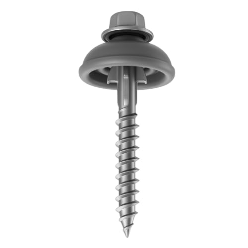 Polycarbonate 2-inch wood tapping screws with expansion cutters and sealing dome washers, 50 pack