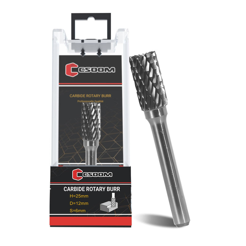 CSOOM Carbide Burr with 6 mm Shank, Rotary File, Ball Nose, Tree Shape, Cutting Cutter, for Steel, Metalworking, Polishing and Engraving B12