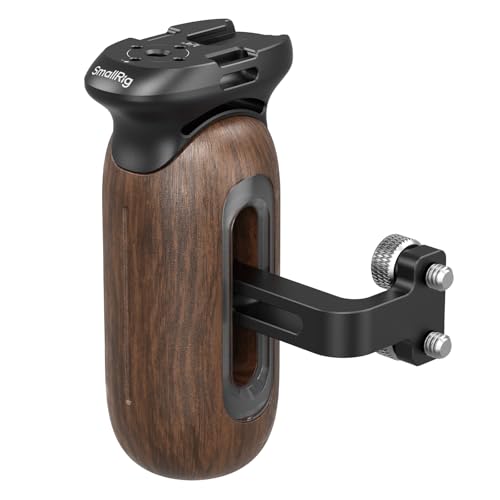 SmallRig Wooden Side Handle for Camera Cages with 1/4"-20 Threaded Holes, Left or Right Side Ergonomic Handgrip, 28mm / 1.1in Vertical Adjustment, 15kg / 33.1lb Load Capacity with 1/4"-20 Screws
