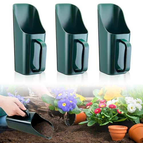 Lanties 3-pack large plastic soil scoops with sifting holes for gardening