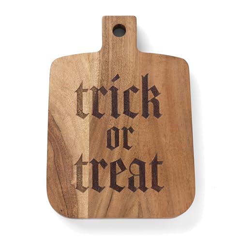 Oneida Vintro Halloween Trick or Treat cheese board with carved pumpkin and festive design, ideal for serving cheeses and snacks.