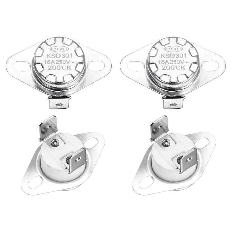 [Australia - AusPower] - uxcell KSD301 Thermostat 200℃/392°F 16A Normally Open N.O Temperature Switch for Microwaves,Oven,Coffee Maker 4 Pcs,Ceramic Material 