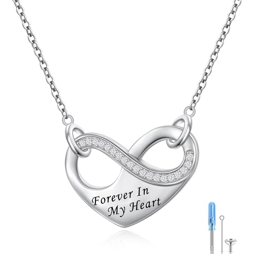 DAOCHONG Infinity Heart Urn Necklace Cremation Jewelry for Women Heart Urn Necklaces