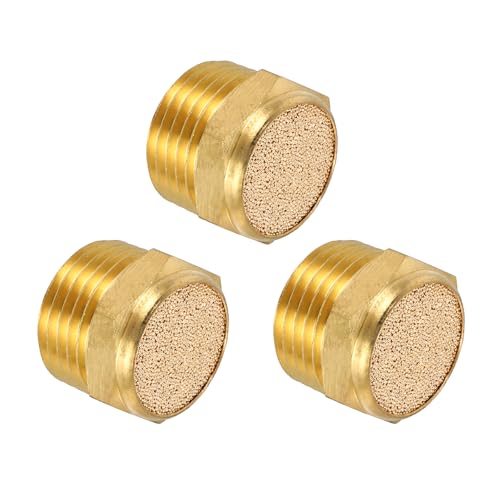 MECCANIXITY 3-piece air compressor muffler set with 1/2-inch NPT male threads and sintered metal body