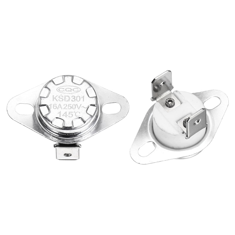 [Australia - AusPower] - uxcell KSD301 Thermostat 145℃/293°F 16A Normally Closed N.C Temperature Switch for Microwaves,Oven,Coffee Maker 2 Pcs,Ceramic Material 145°C/293°F 