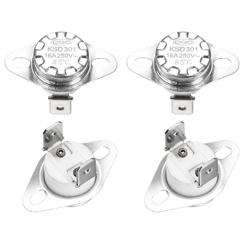 [Australia - AusPower] - uxcell KSD301 Thermostat 85℃/185°F 16A Normally Closed N.C Temperature Switch for Microwaves,Oven,Coffee Maker 4 Pcs,Ceramic Material 
