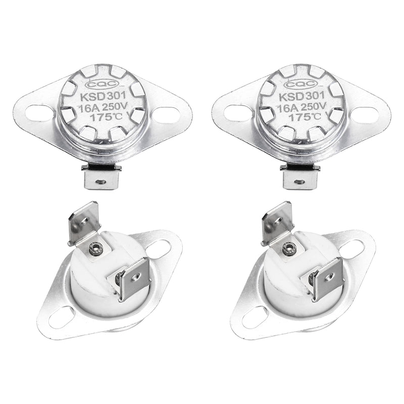 [Australia - AusPower] - uxcell KSD301 Thermostat 175℃/347°F 16A Normally Closed N.C Temperature Switch for Microwaves,Oven,Coffee Maker 4 Pcs,Ceramic Material 