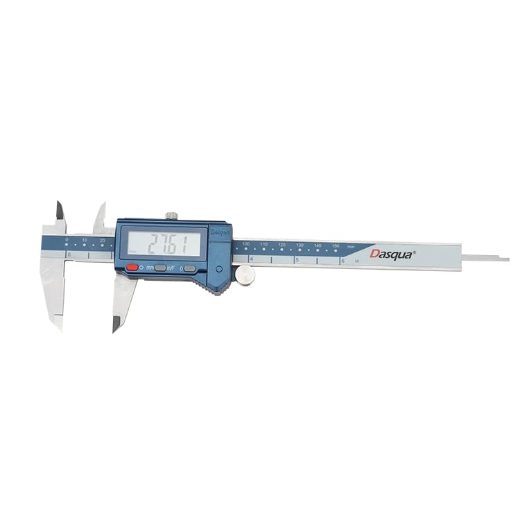 [Australia - AusPower] - Dasqua 6" Digital Caliper Stainless Steel - IP54 Rated with Large Screen, in/mm/Fraction Conversion. High Precision ±0.001" Accuracy, Includes Protective Case 0-6" 