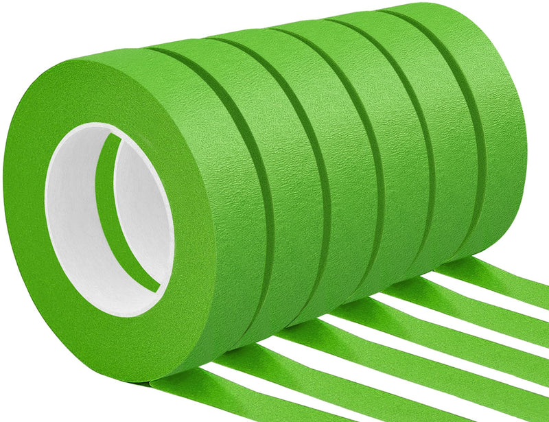Hsxfl Painters Tape for Car, Green Masking Tape No Residue Heat Resistant Multi Surface for Walls Painting Automotive Paint Booth DIY Labeling Art General Purpose, 0.7 Inch x 60 Yards, 6 Rolls 0.7in-6rolls