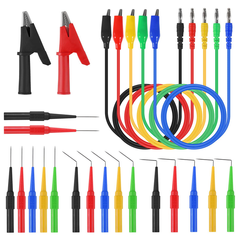 [Australia - AusPower] - 24PCS Back Probe Kit,Banana Plug to Copper Alligator Clip Automotive Test Leads Set with 3 Configurations Back Probe Pins Extended Length Probes for Car Diagnostics, Electrical Testing 