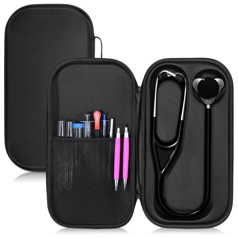 [Australia - AusPower] - 1 Pack Digital Stethoscope Case 14.4 * 7.87 * 2.28 Inch Compatible with Digital or Cardiology Stethoscope Large Portable Protective Carrying Case Extra Pocket for Doctor & Nurse(Black) Black 