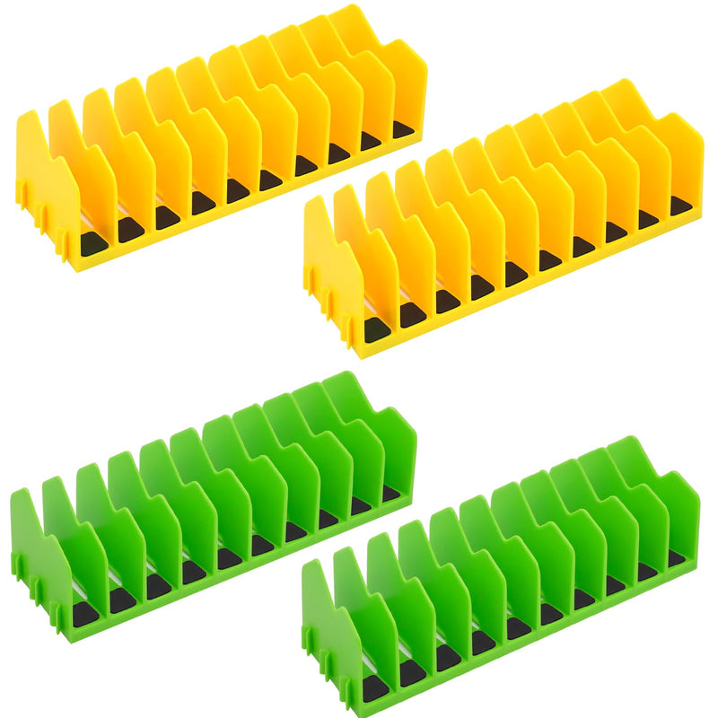 Plier Organizer, 4 Pack Pliers Organizer for Tools Cutters with Extendable Design & Non-Slip Rubber Base, 40 Slots Drawer Organizers for Tools, Wrenches, Screwdrivers,Green&Yellow Green&Yellow 4Pack