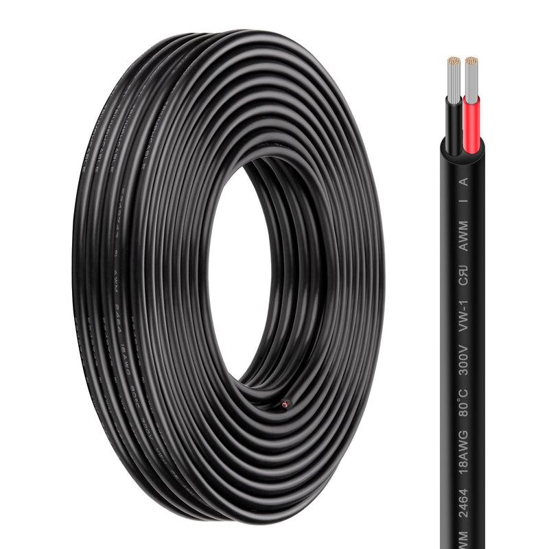 iGreely 2 x 0.75 mm² Car Cable 10 m Round 12 V 2 Core Cable Flexible Tinned Copper Cable for Trucks/Trailers 2 x 0.75 mm2-10 m