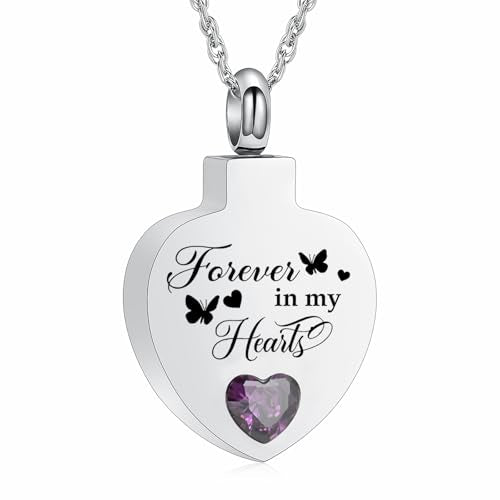 shajwo Forever In My Heart Urn Necklace for Ashes Holder Purple