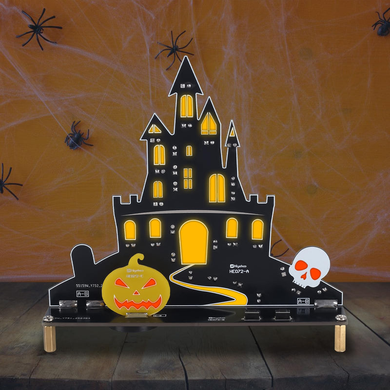 PEMENOL Halloween Castle Soldering Kit Music Pumpkin Skeleton Light Electronics Kit with Breathing LED Light Effects & Sound Soldering Learning Set Adult Decoration