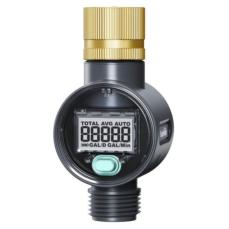 [Australia - AusPower] - RAINPOINT Water Flow Meter with Brass Inlet, Water Meter for RV Tank Filling, Garden Hose Watering, Lawn Sprinkler & Nozzle Sprayer, ±5% Accuracy, Max Measured Consumption of 9999.9 Gallon/Liter 
