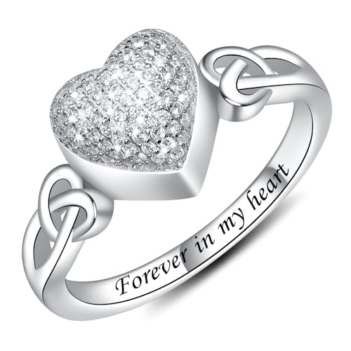 925 Sterling Silver Urn Keepsake Rings Memorial Jewelry Bling CZ 7
