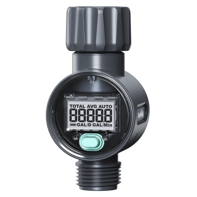 [Australia - AusPower] - RAINPOINT Water Flow Meter, ±5% Accuracy, Measure Consumption and Flow Rate up to 9999.9 Gallon/Liter, Water Meter for RV, Garden Hose, Pool, Lawn Sprinkler & Nozzle Sprayer Plastic 