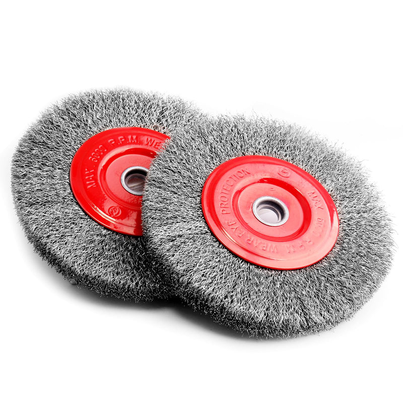 6 Inch Stainless Steel Wire Wheel Brush for Bench Grinder with 1/2-Inch and 5/8-Inch Arbor, 0.012" Coarse Crimped Stainless Steel Wire,for Rust Removal (2) 2